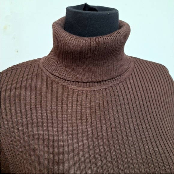 NEW! Wild Fable Women's Long Sleeve Sweater Turtleneck Dress, Dark Brown 1X - Picture 6 of 10